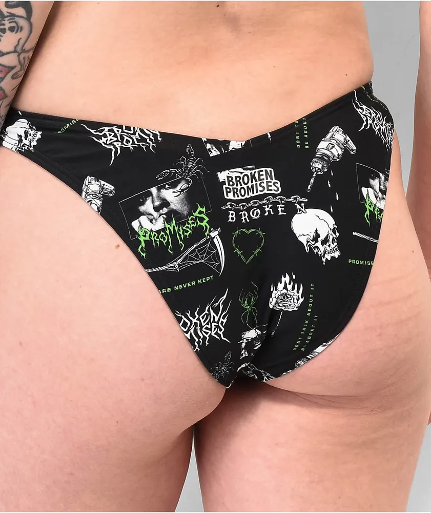 Broken Promises Undead Black High Leg Bikini Bottoms