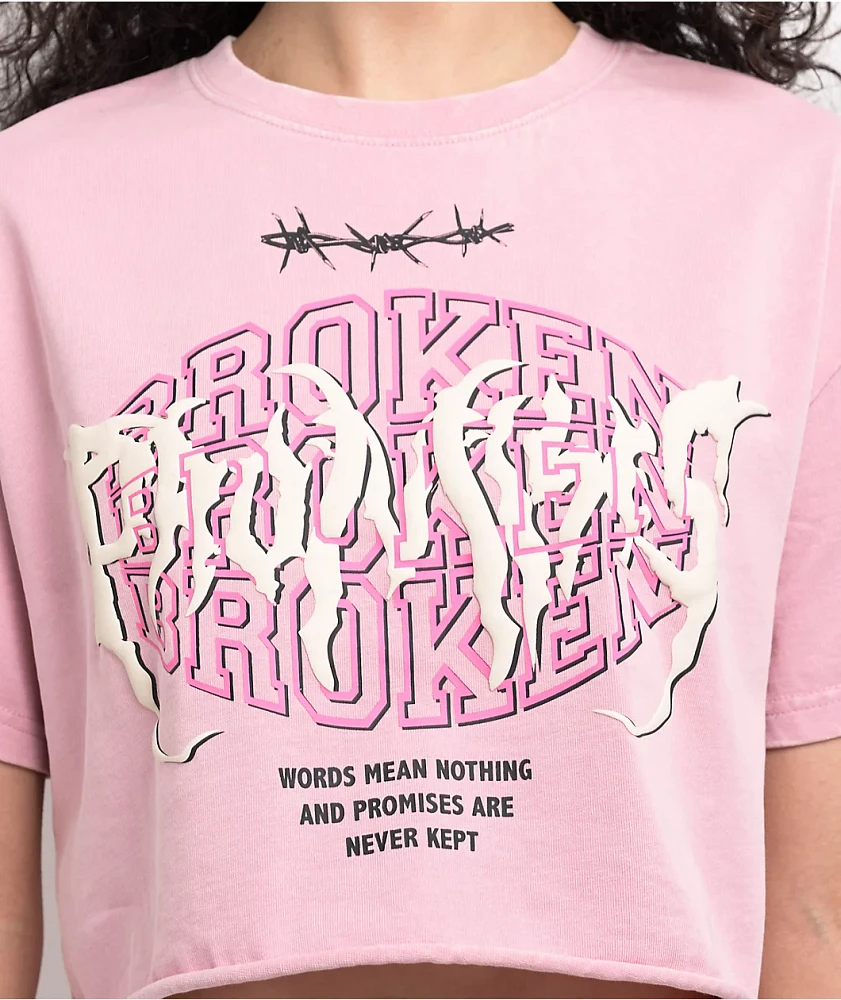 Broken Promises Underworld Pink Boxy Crop T-Shirt