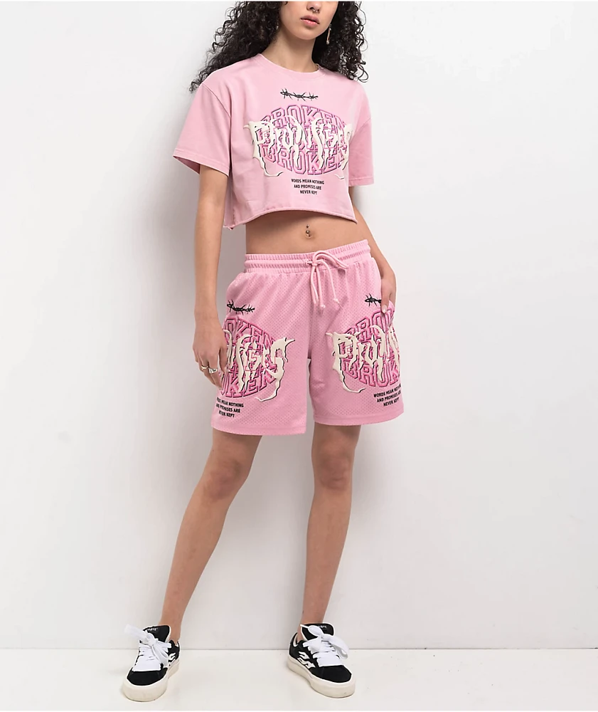 Broken Promises Underworld Pink Boxy Crop T-Shirt