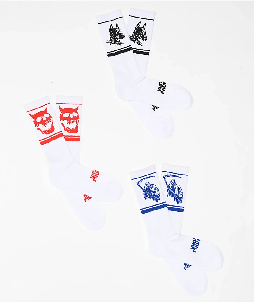 Broken Promises Vicious 3 Pack White Crew Socks