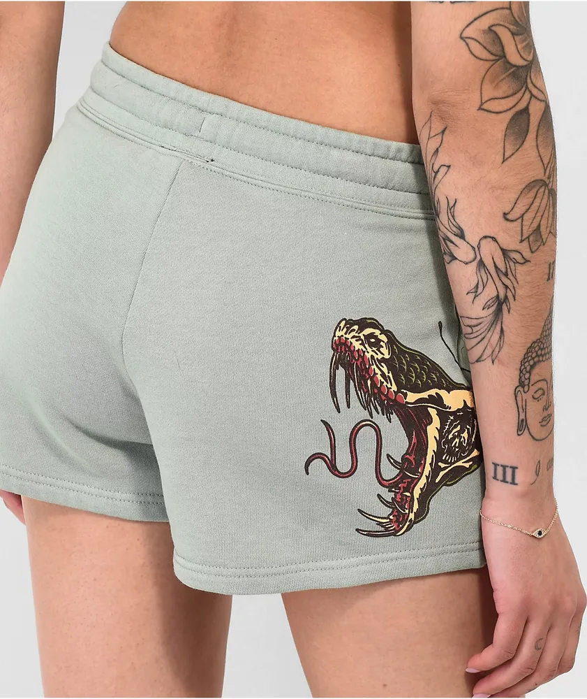 Broken Promises Viper Snake Green Sweat Shorts