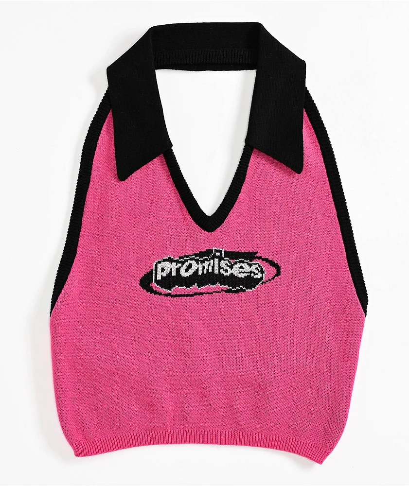 Broken Promises Who Cares Pink Knit Halter Top