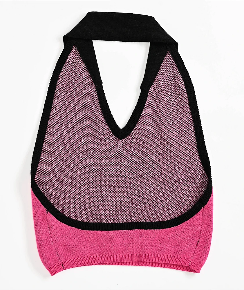 Broken Promises Who Cares Pink Knit Halter