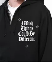 Broken Promises Wishful Thinking Black Zip Hoodie