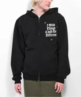 Broken Promises Wishful Thinking Black Zip Hoodie