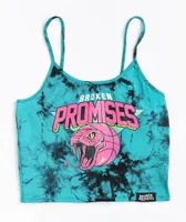 Broken Promises You Played Me Blue & Black Tie Dye Crop Tank Top