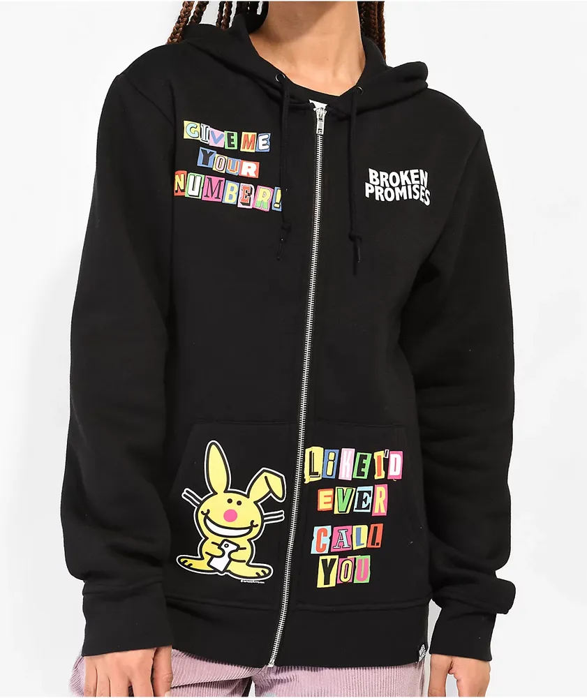 Broken Promises x Happy Bunny Call You Black Zip Hoodie