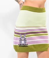 Broken Promises x Happy Bunny Double Middle Green & Purple Stripe Skirt