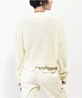 Broken Promises x Happy Bunny Focus On Me Cardigan Ivory Crop Sweater