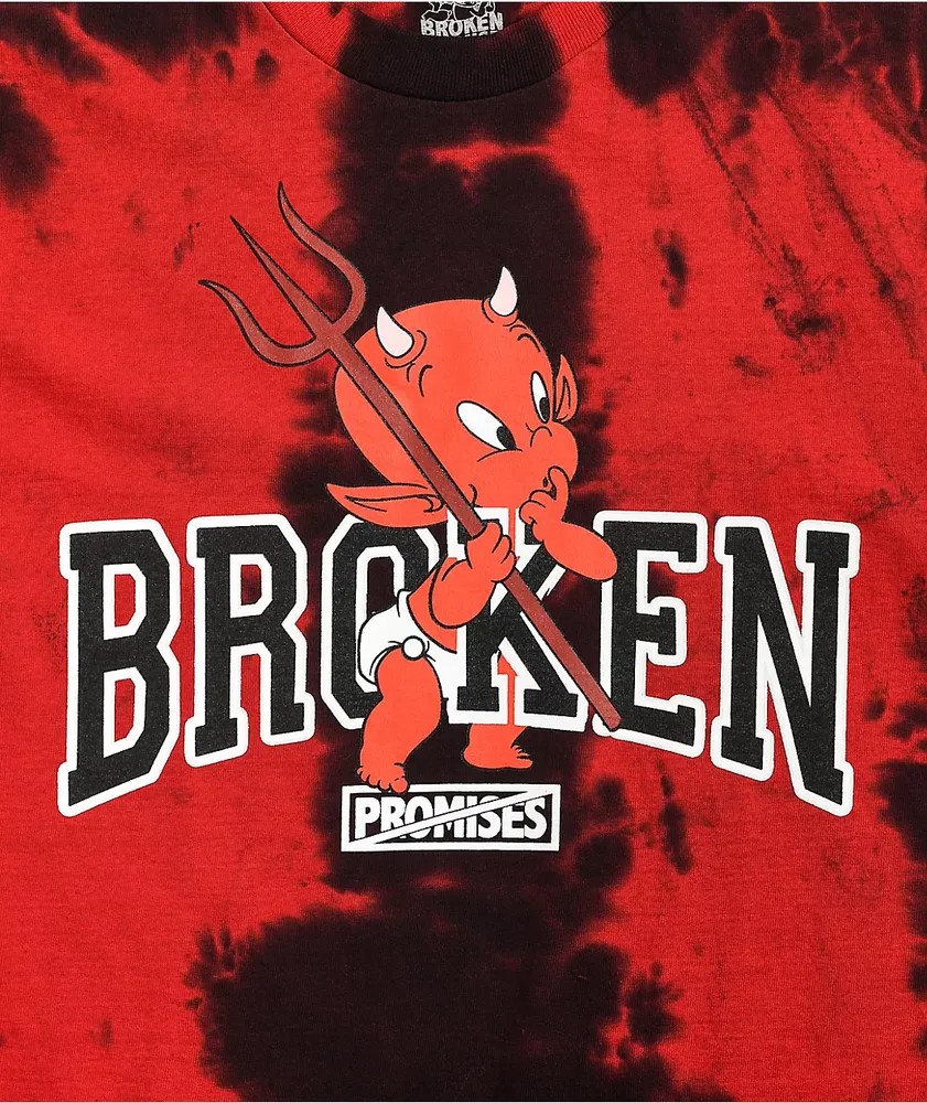 Broken Promises x Hot Stuff Curious Red & Black Tie Dye T-Shirt