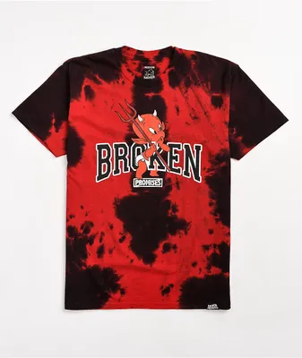 Broken Promises x Hot Stuff Curious Red & Black Tie Dye T-Shirt