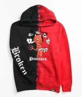 Broken Promises x Hot Stuff Heart Shaped Black & Red Split Dye Hoodie