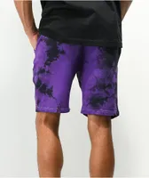 Broken Promises x Hot Wheels Track Purple & Black Tie Dye Sweat Shorts