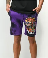 Broken Promises x Hot Wheels Track Purple & Black Tie Dye Sweat Shorts