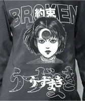 Broken Promises x Junji I Don't Care Black & Grey Split Tie Dye Long Sleeve T-Shirt