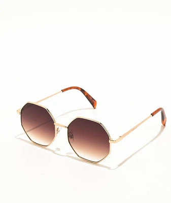 Brown & Silver Geometric Sunglasses