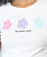 By Samii Ryan Daisy Baby Doll White Crop T-Shirt