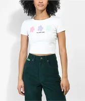 By Samii Ryan Daisy Baby Doll White Crop T-Shirt