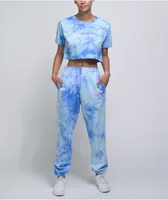 By Samii Ryan Daydreamer Blue Tie Dye Crop T-Shirt