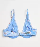 By Samii Ryan Felt Cute Blue Tie Dye Underwire Triangle Bikini Top