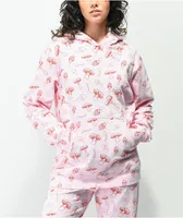 By Samii Ryan Shrooms All Over Print Pink Hoodie