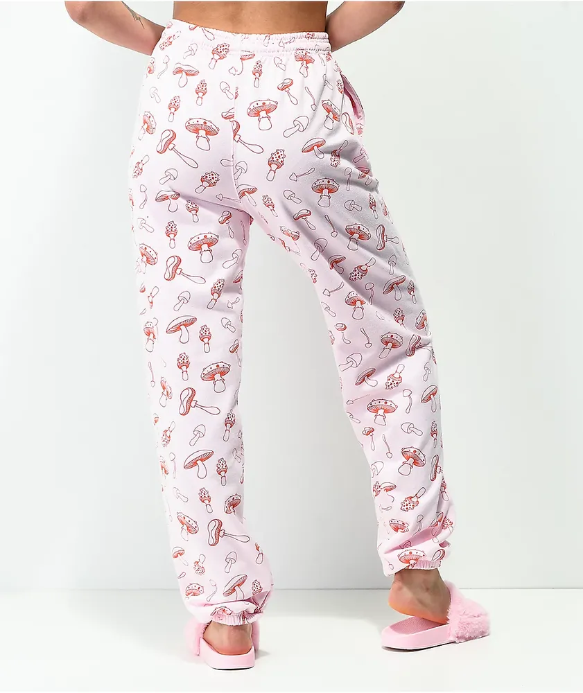 By Samii Ryan Shrooms All Over Print Pink Sweatpants