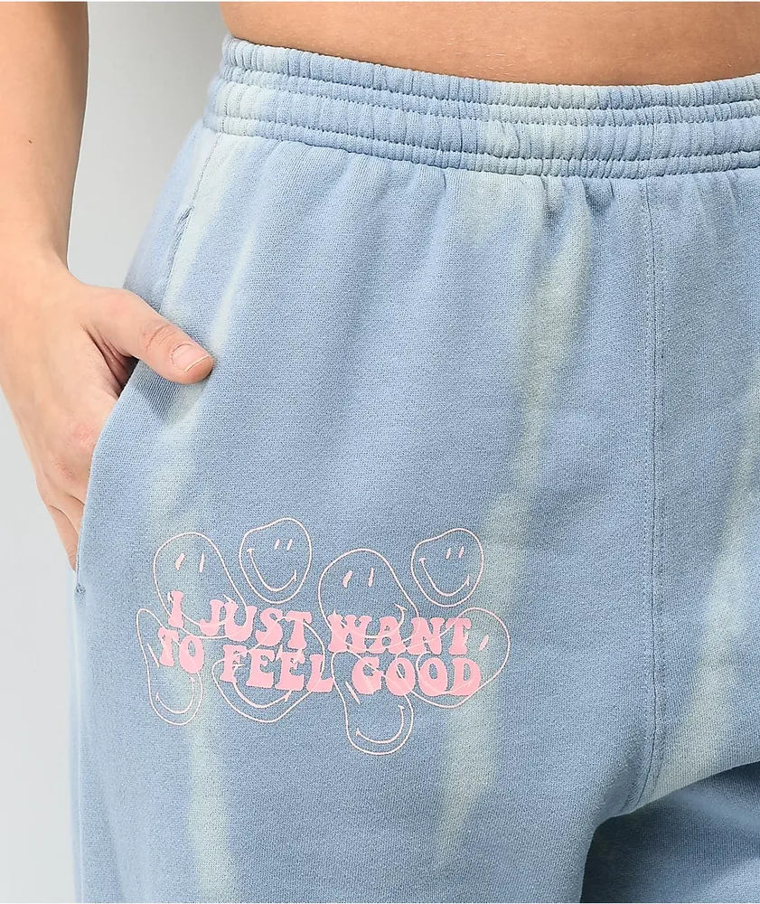 By Samii Ryan Smiley Feel Good Blue Tie Dye Sweatpants