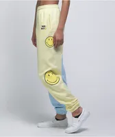 By Samii Ryan x Smiley Smile 4 Me Blue & Yellow Split Sweatpants