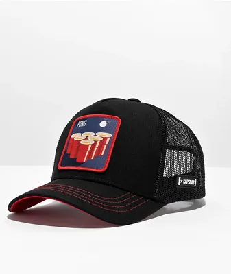 CAPSLAB Pong Black Trucker Hat