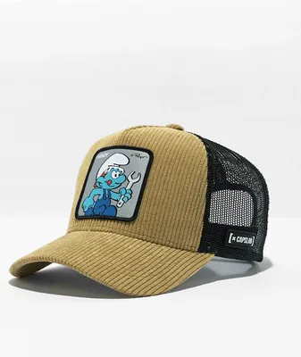CAPSLAB x Smurfs Handy Brown Corduro Trucker Hat