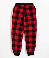 Cali 1850 Sherpa Plaid Red & Black Jogger Sweatpants