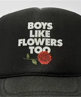Can't Blame The Youth Boys Like Flowers Black Trucker Hat