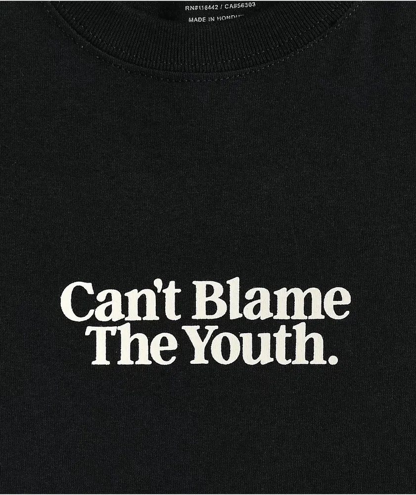 Can't Blame The Youth Serif Logo Black T-Shirt