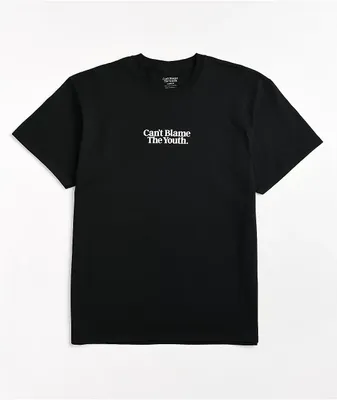 Can't Blame The Youth Serif Logo Black T-Shirt