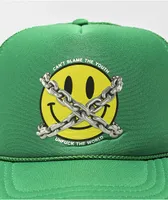 Can't Blame The Youth Smile Face Green Trucker Hat