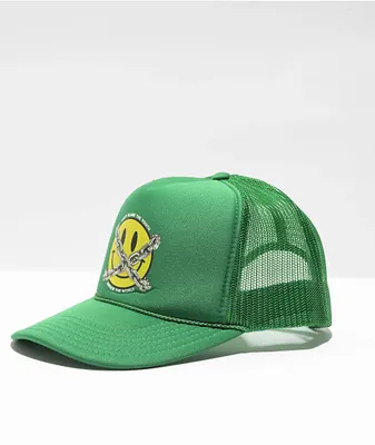 Can't Blame The Youth Smile Face Green Trucker Hat