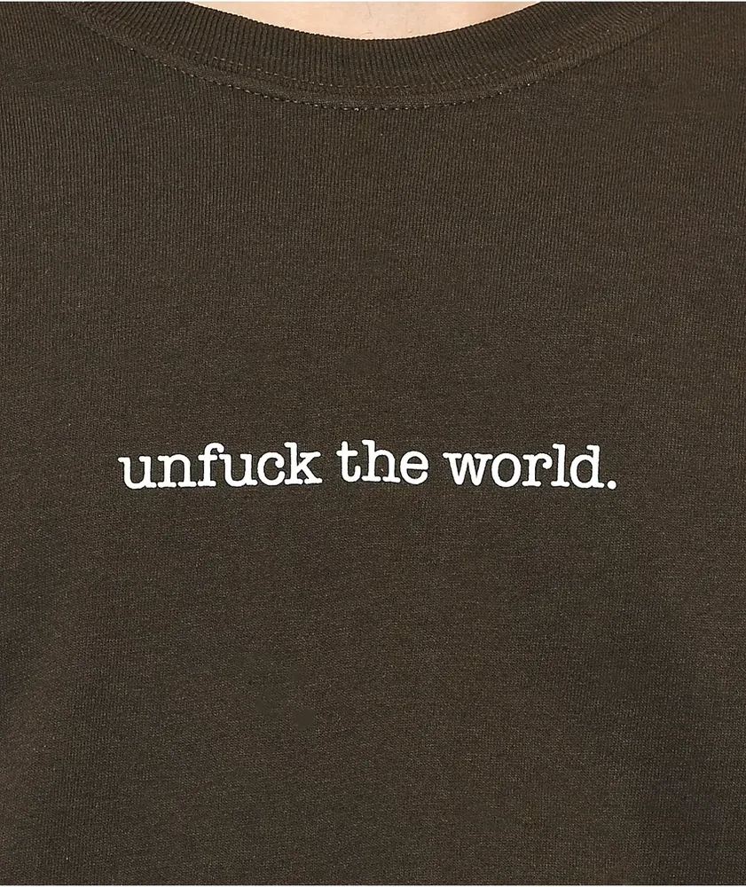 Can't Blame The Youth Unfuck The World Brown T-Shirt