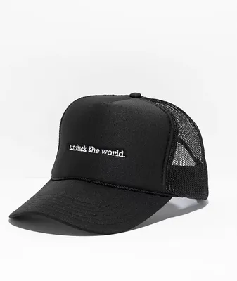 Can't Blame The Youth Unfuck The World Embroidery Black Trucker Hat