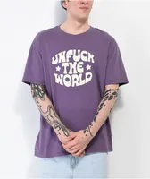 Can't Blame The Youth Unfuck The World Purple Wash T-Shirt