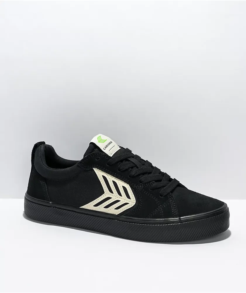 Cariuma Catiba Pro All Black Suede & Ivory Skate Shoes