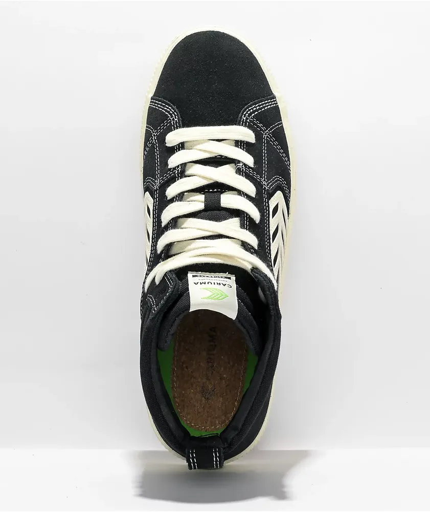 Cariuma Catiba Pro High Top Black Suede & White Skate Shoes