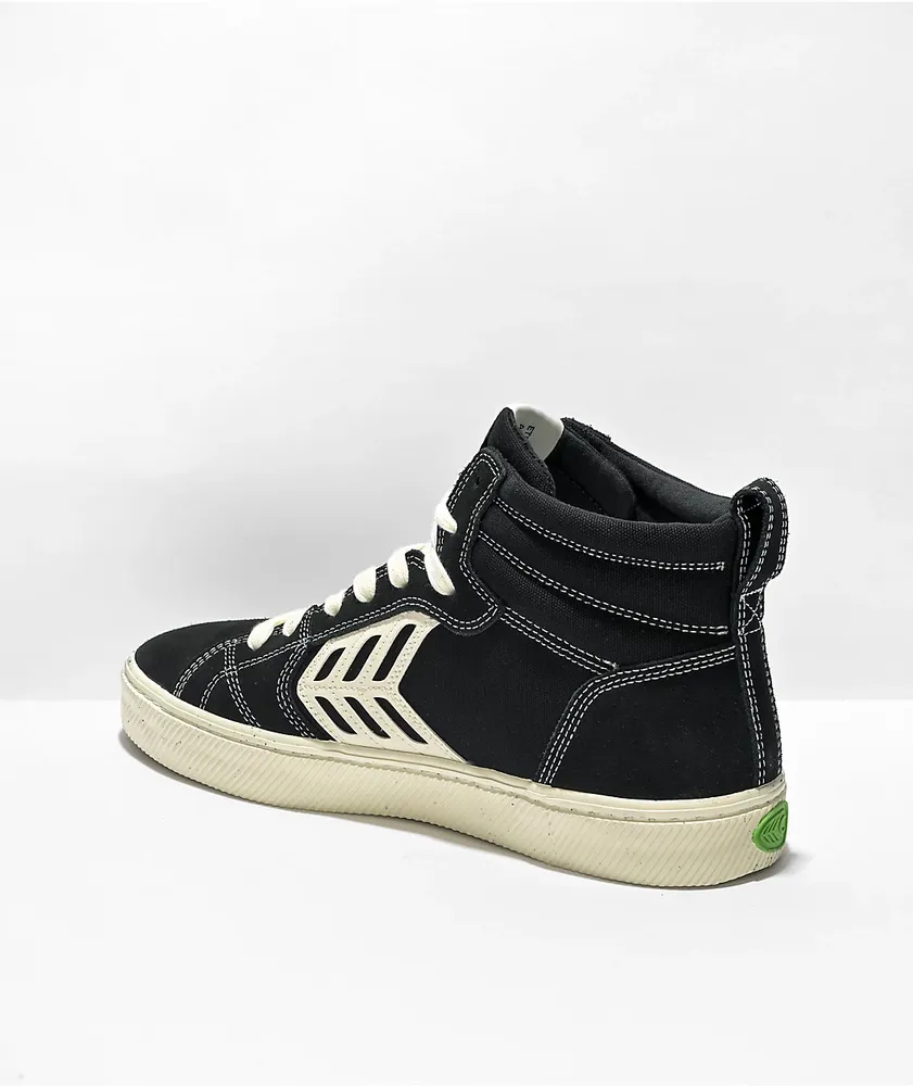 Cariuma Catiba Pro High Top Black Suede & White Skate Shoes