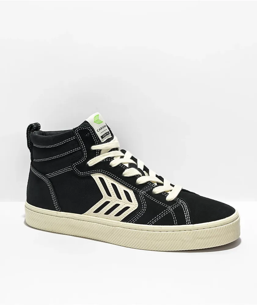 Cariuma Catiba Pro High Top Black Suede & White Skate Shoes