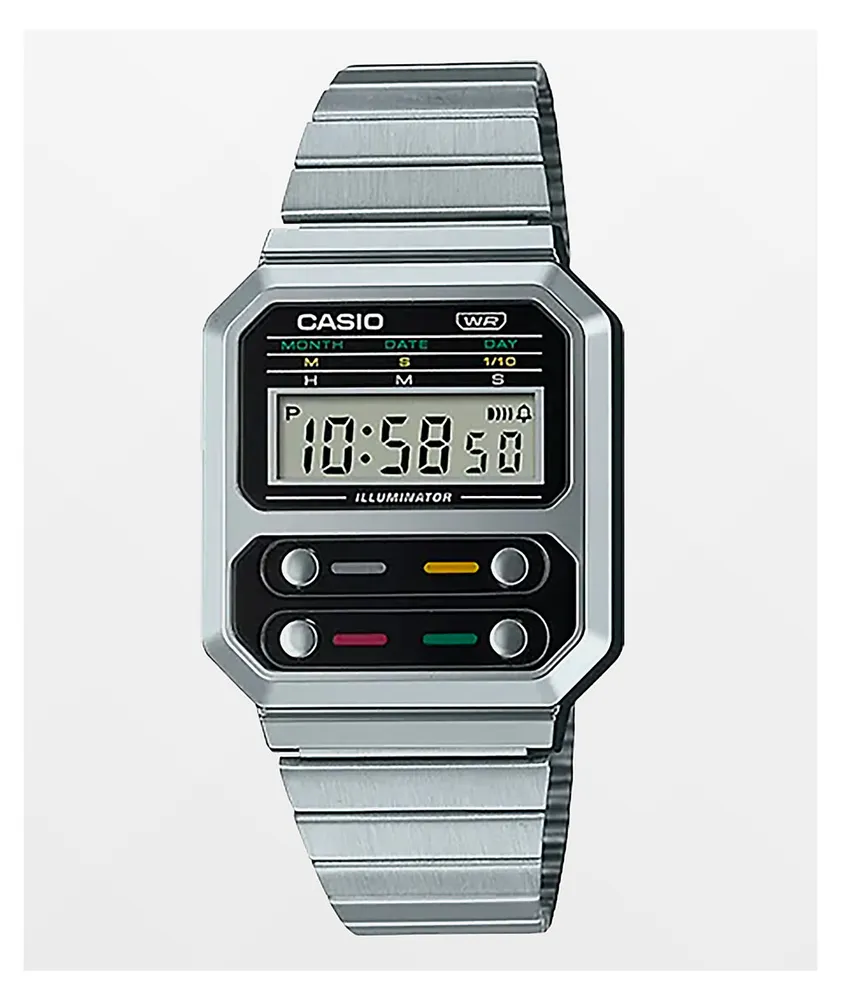 Casio A100WE-1AVT Vintage Revival Silver & Black Watch