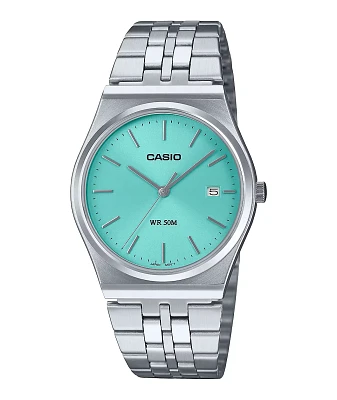 Casio MTPB145DC-21V Silver & Turquoise Blue Analog Watch