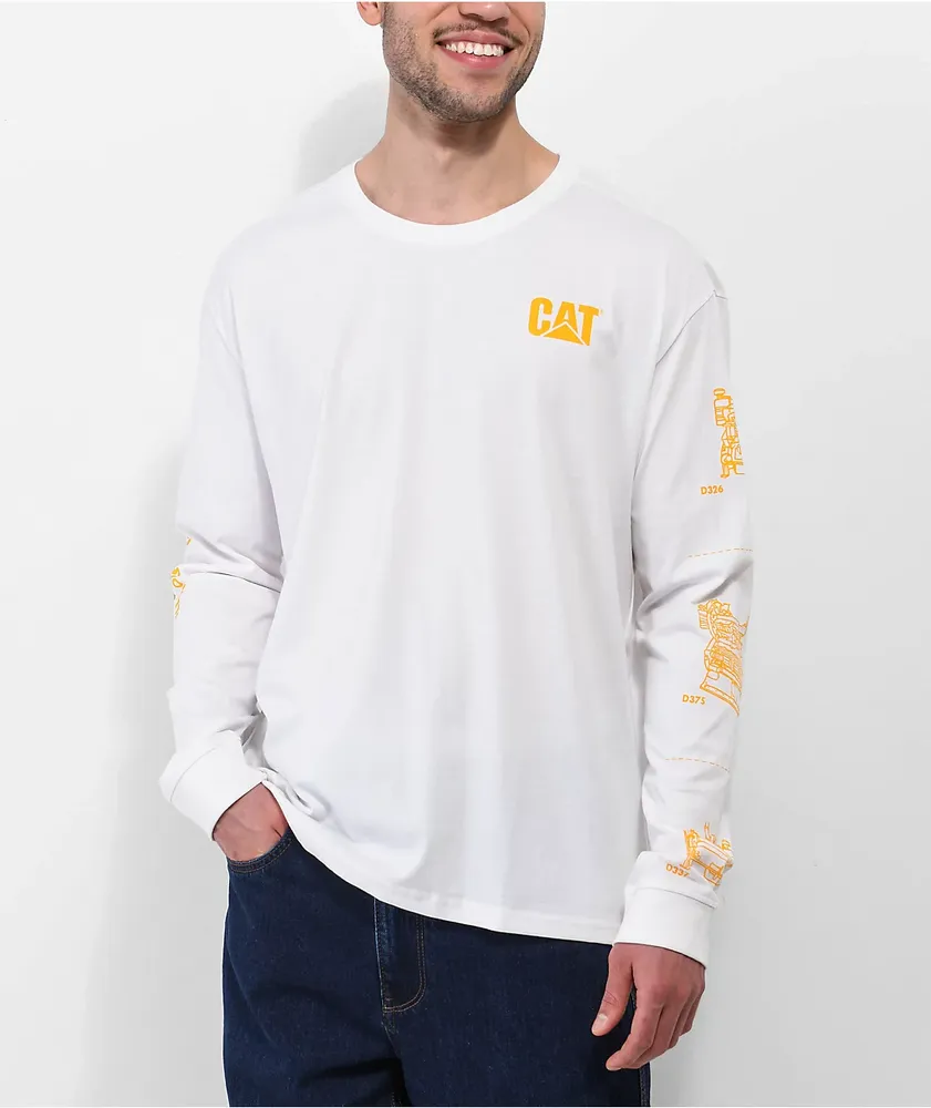 Caterpillar Engine White Long Sleeve T-Shirt