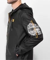 Caterpillar Schematics Black Windbreaker Jacket