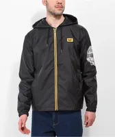 Caterpillar Schematics Black Windbreaker Jacket