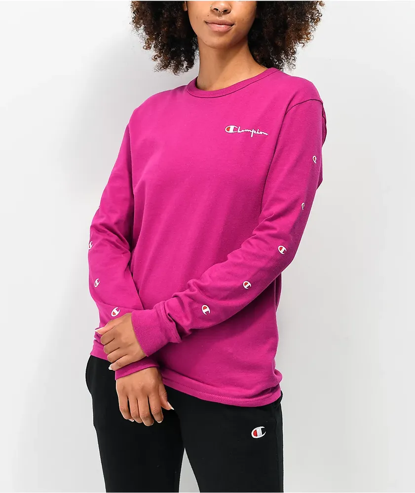 pink long sleeve champion shirt