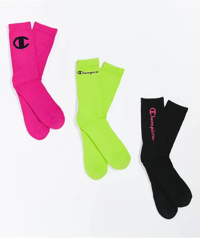 Champion Kids Allover Print Black 3 Pack Crew Socks